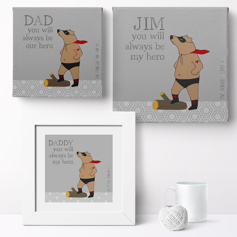 Superbear Personalised Print | Custom Canvas and Art Prints for Him PhotoFairytales #fathersdaygift