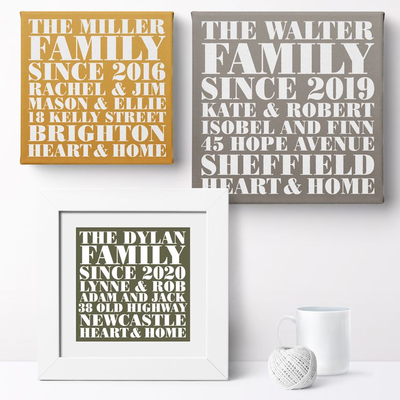 Heart and Home Personalised Print | Personalised Housewarming Gifts for Family, Canvas and Art Prints, PhotoFairytales