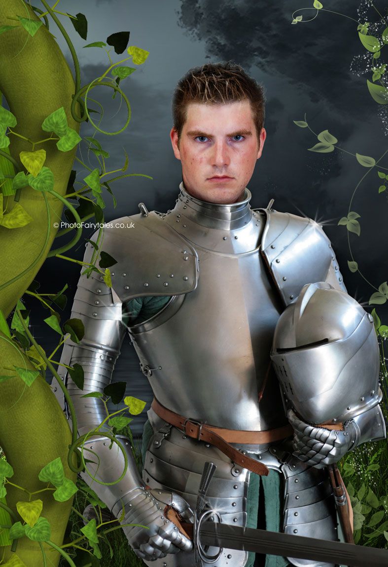 Knight in Shining Armour, bespoke fantasy image created from your own photo into unique personalised portrait and custom wall art | PhotoFairytales