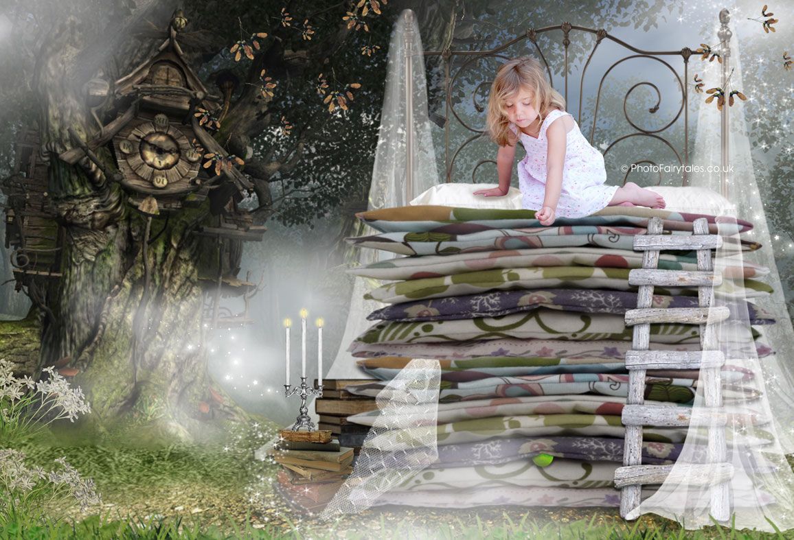 The Princess and the Pea, bespoke fairytale fantasy image created from your own photo into unique personalised portrait and custom wall art | PhotoFairytales