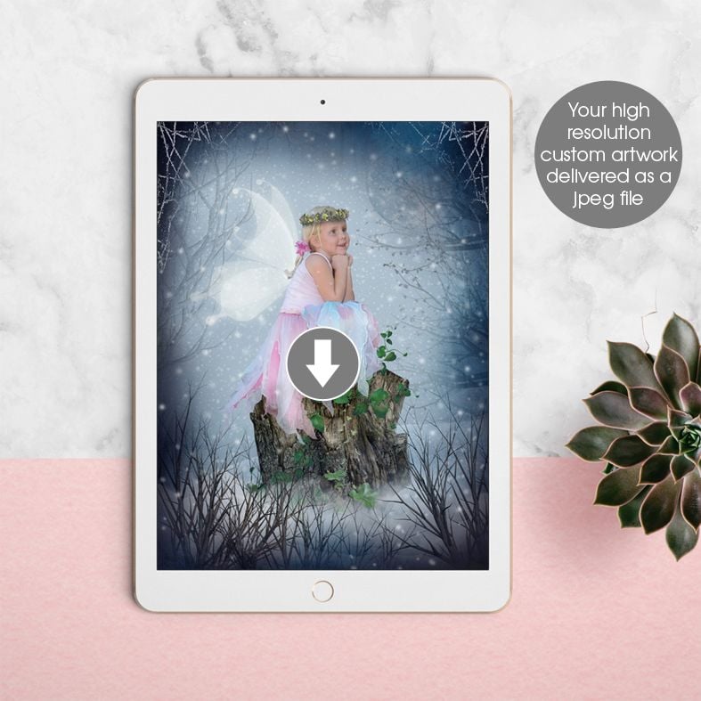 Bedtime, bespoke fantasy image created from your own photo into unique personalised portrait and custom wall art | PhotoFairytales