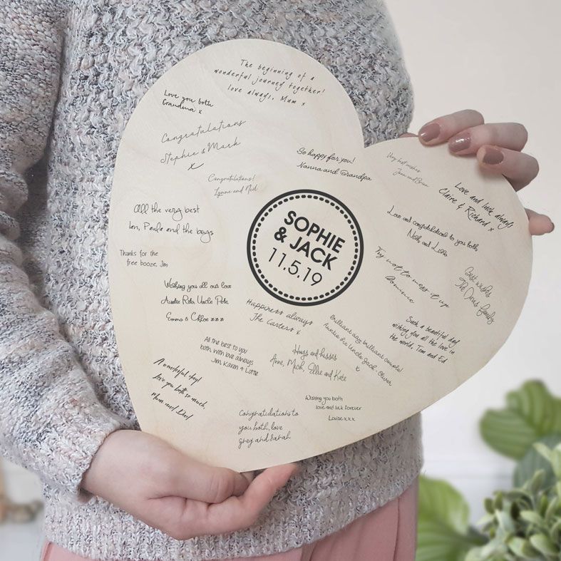 Personalised Wooden Wedding Guestbook Hearts | alternative wedding guestbook idea, handmade to order and beautifully gift boxed