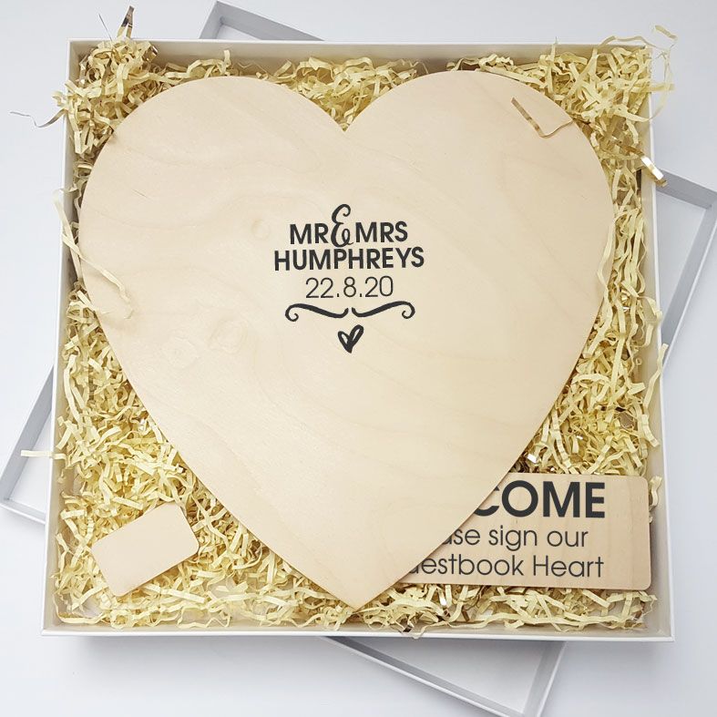 Personalised Wooden Wedding Guestbook Hearts | alternative wedding guestbook idea, handmade to order and beautifully gift boxed