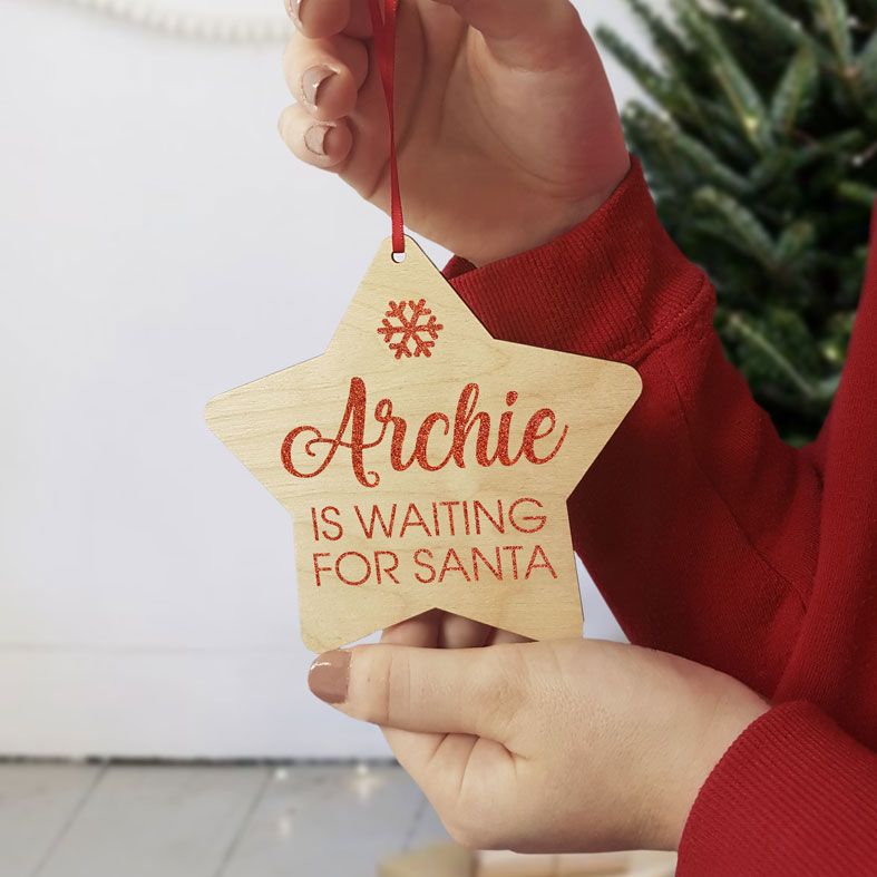 Personalised Handmade Wooden Christmas Decorations | contemporary handmade wooden star tree decorations, custom made, range of designs and colours, PhotoFairytales