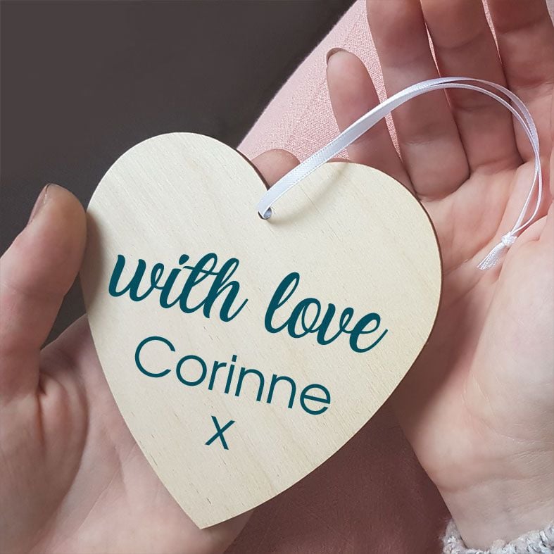 Personalised With Love Gift Heart Wooden Plaques | beautifully gift boxed, handmade wooden hearts - a unique way to make an important announcement or send a message to friends & family