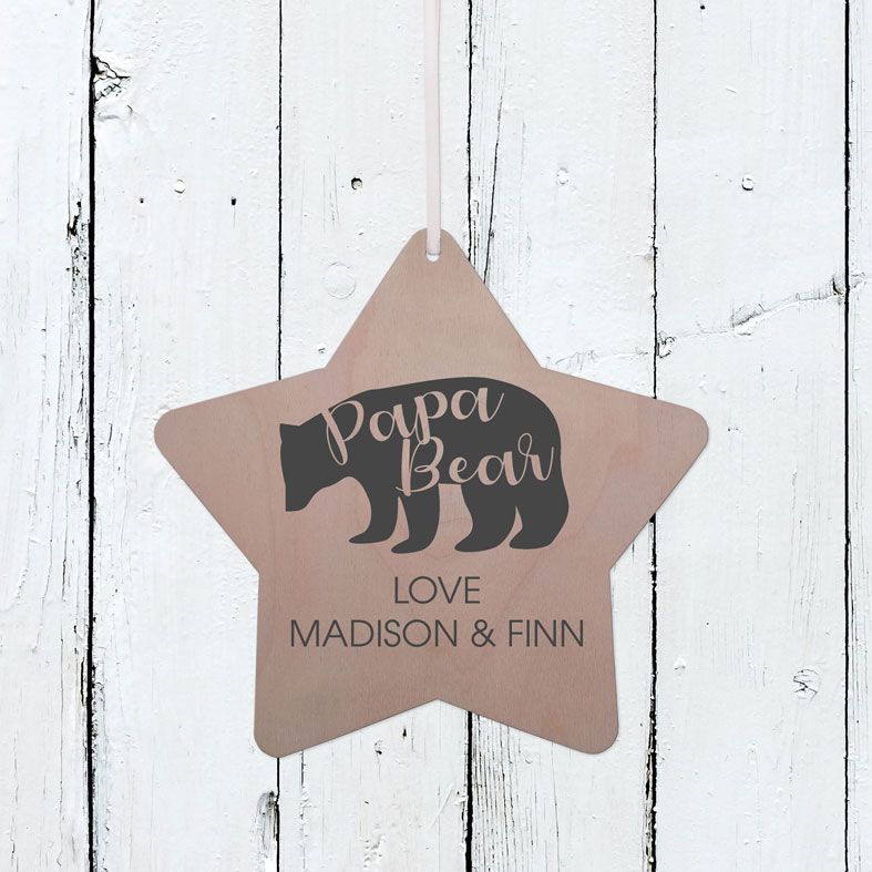 Personalised Mama or Papa Bear Wooden Plaque | Handmade birch wood hanging sign for mum or dad, personalised Father's Day or Mother's Day gift
