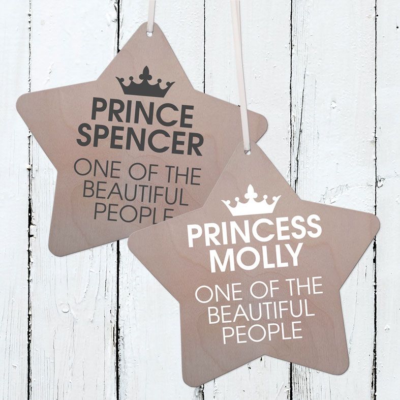 Personalised Wooden Star Plaques | Handmade birch wood hanging star signs, range of contemporary designs