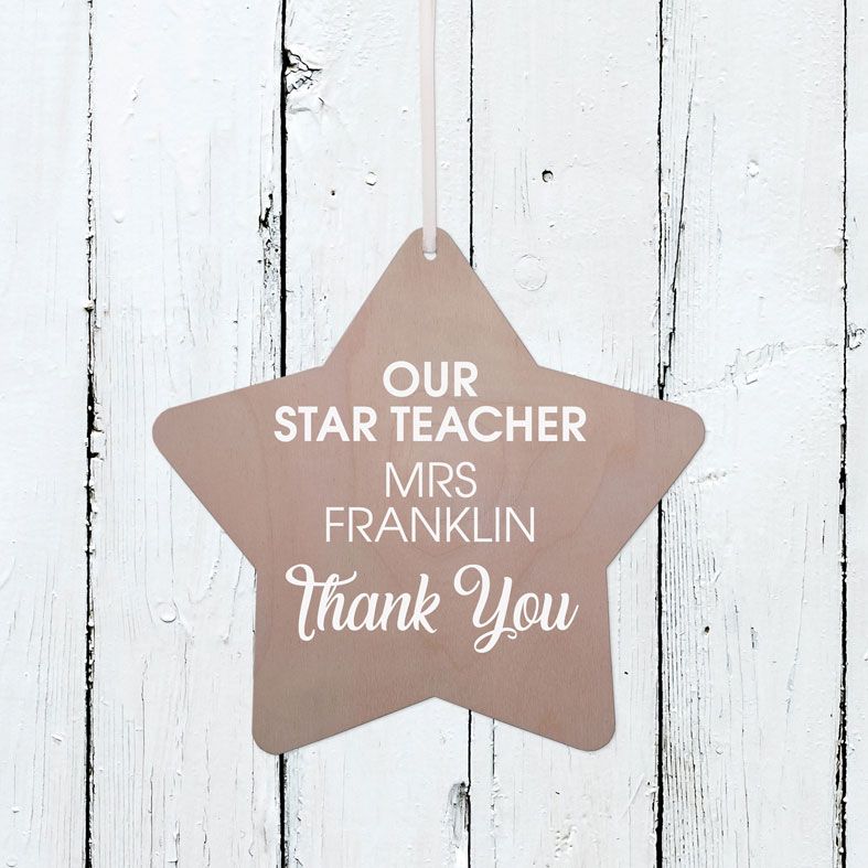 Personalised Star Teacher Wooden Plaque | Handmade birch wood hanging sign, personalised teacher thank you gift #teachergift