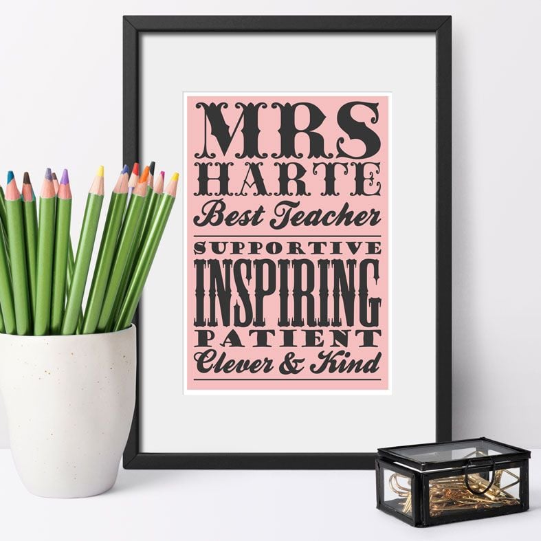 Personalised Poster Best Teacher Print | End of Term Gift