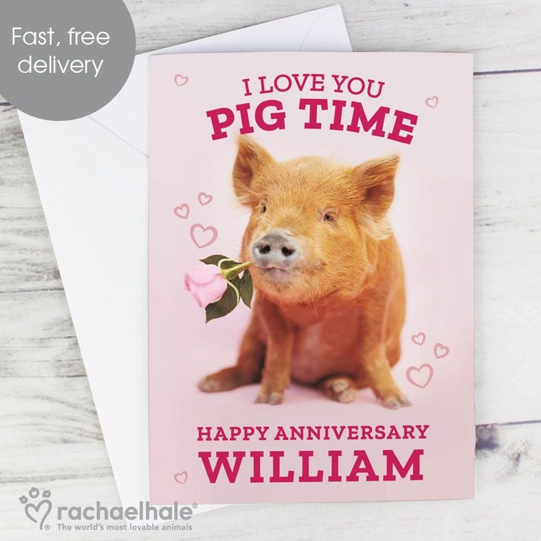 I Love You Pig Time personalised greeting card