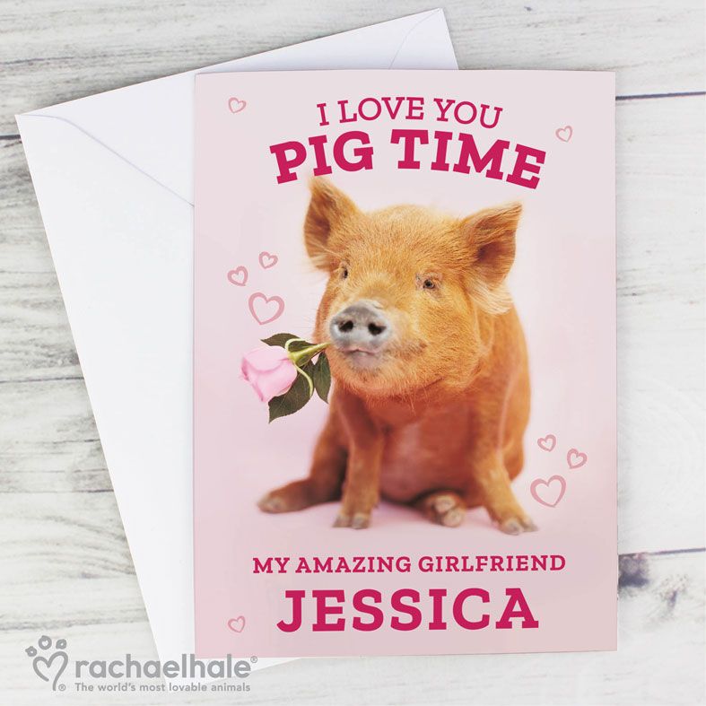 I Love You Pig Time personalised greeting card