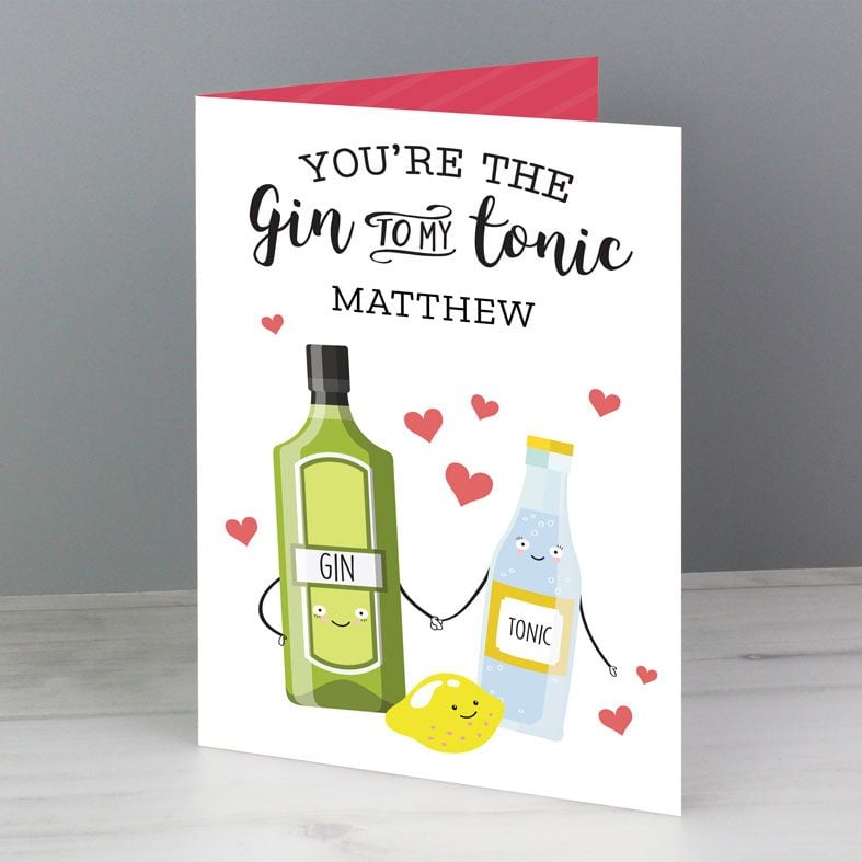 Gin To My Tonic personalised greeting card