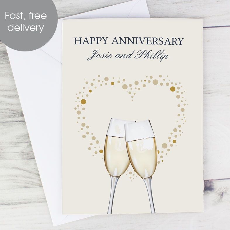 Personalised Celebration Card Gold Champagne Flutes | PhotoFairytales