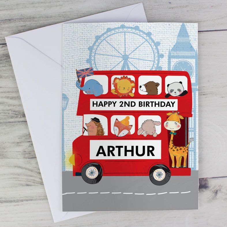Personalised London Bus Birthday Card | PhotoFairytales