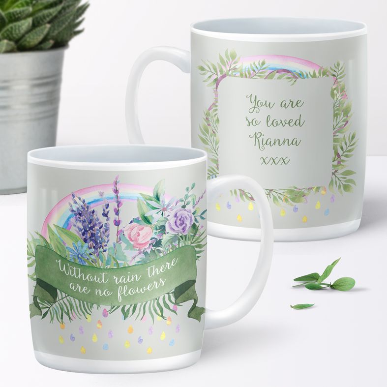 Without Rain personalised rainbow mug gift  | beautifully illustrated and customised mug, created to order, from PhotoFairytales #personalisedmug