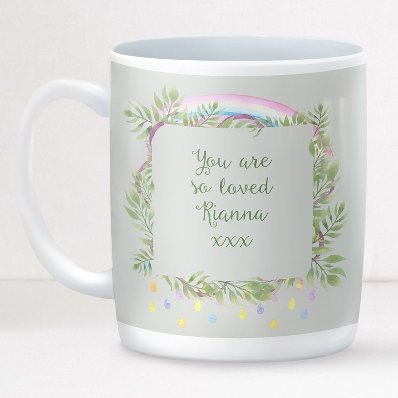Without Rain personalised rainbow mug gift  | beautifully illustrated and customised mug, created to order, from PhotoFairytales #personalisedmug