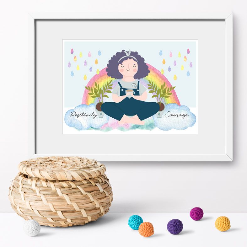 Positivity and Courage Rainbow Art Print | made to order motivational wall art from PhotoFairytales