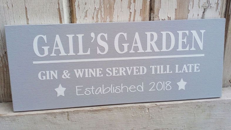 Personalised Wooden Outdoor Garden Signs | Handmade and personalised to order, range of colours, a lovely gift for your garden or home.
