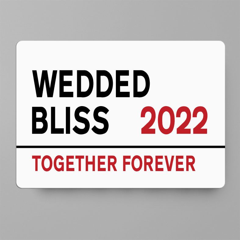 Personalised Wedded Bliss Metal Street Sign | Handmade Custom Wall Signs, Personalised Aluminium Signs, Personalised Wedding Anniversary Gift, 10th Wedding Anniversary Gift Idea, Tin Aluminium Gift