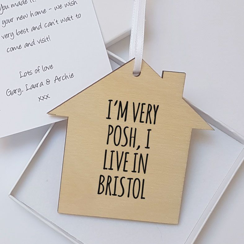 Mini Wooden House Message Plaques | Very Posh Personalised Gift Wrapped Present, Handmade Custom Wood Hanging House Signs, Letterbox Friendly Personalised Gift