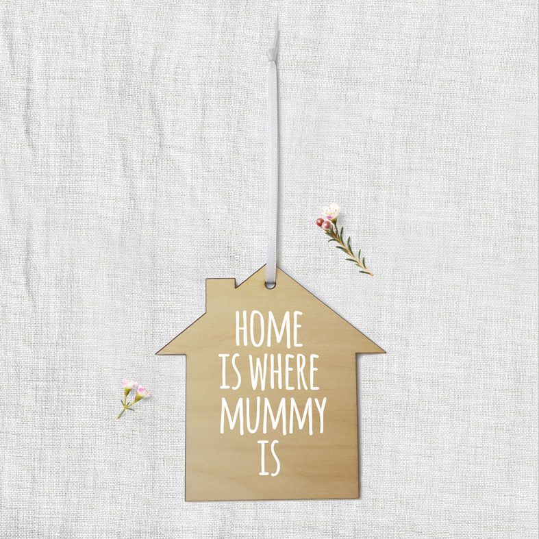 Mini Wooden House Message Plaques | Home is Where You Are, Mummy Daddy Any Name Personalised Gift Wrapped Present, Handmade Custom Wood Hanging House Signs, Letterbox Friendly Personalised Gift