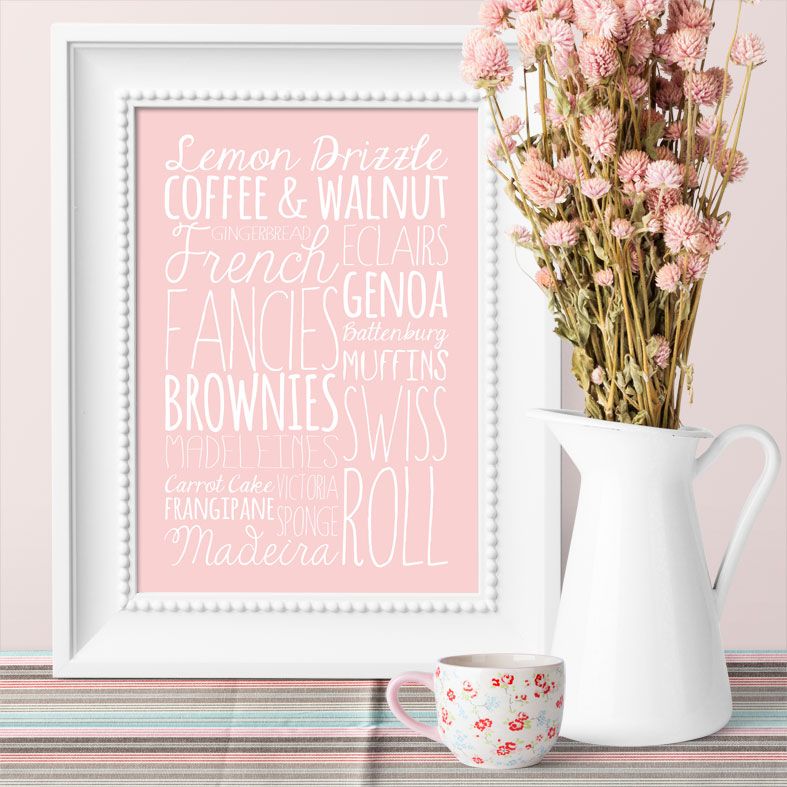 Cake bespoke Word Theme Print | made to order word art prints created in any colour, striking typographic art for your home, from PhotoFairytales