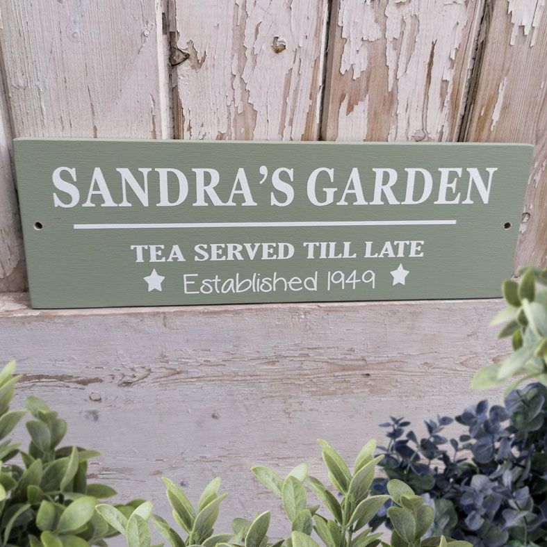 Personalised Wooden Garden Signs | Handmade and personalised wooden outdoor plaques made to order, range of colours, from PhotoFairytales