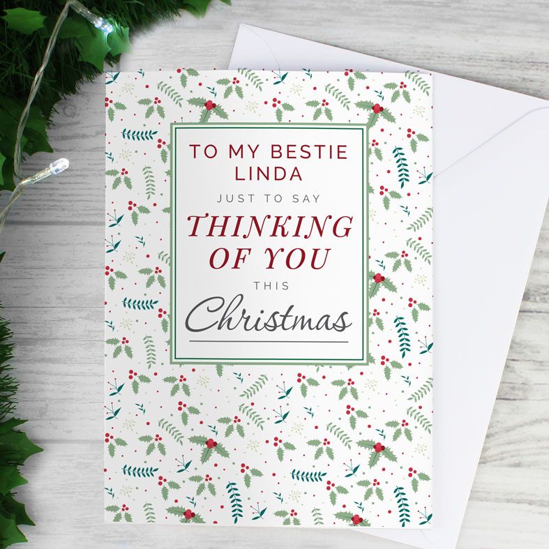 Thinking of You - Personalised Christmas Card. Free inside printing. Fast dispatch. Free UK P&P.