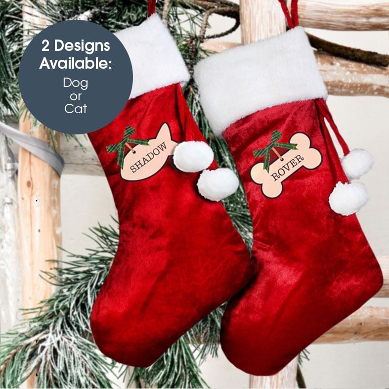 Personalised Pet Santa Stocking, Dog or Cat Design, velvet finish, from PhotoFairytales