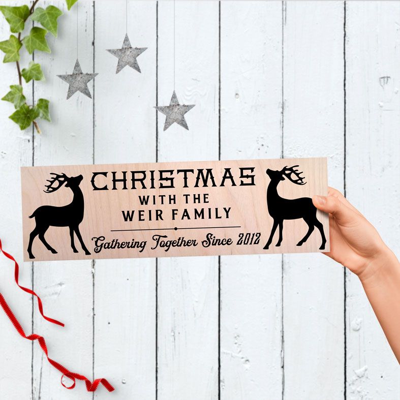 Christmas Reindeer Personalised Wooden Family Signs | Large Handmade Scandi Wood Christmas Plaques, from PhotoFairytales