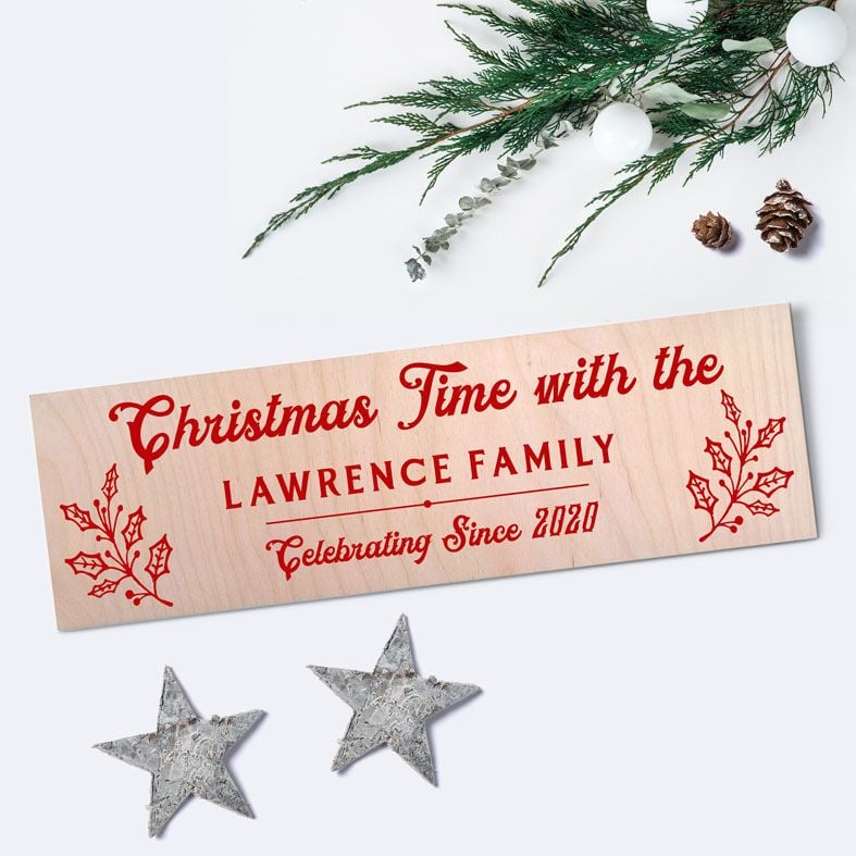 Christmas Time Personalised Wooden Family Signs | Large Handmade Scandi Wood Christmas Plaques, from PhotoFairytales