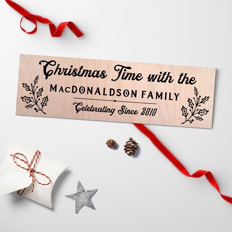 Christmas Time Personalised Wooden Family Signs | Large Handmade Scandi Wood Christmas Plaques, from PhotoFairytales