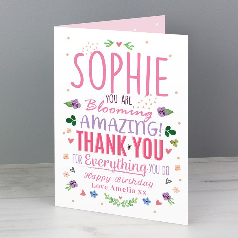You Are Blooming Amazing - Personalised Card. Free inside printing. Fast dispatch. Free UK P&P.