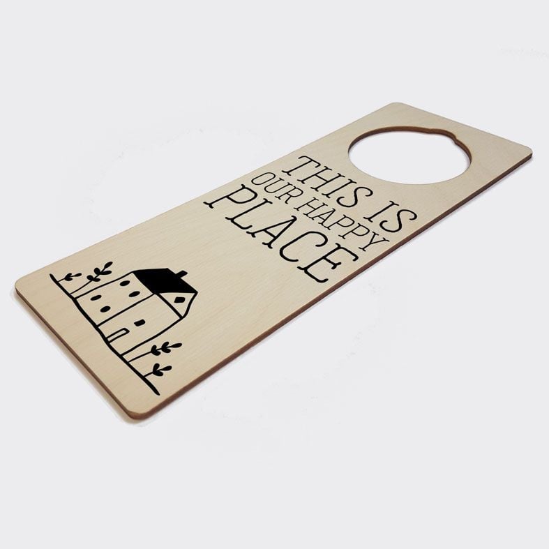 Personalised Door Hanger | Happy Place Door Sign, New Home Gift, Housewarming Gift, PhotoFairytales
