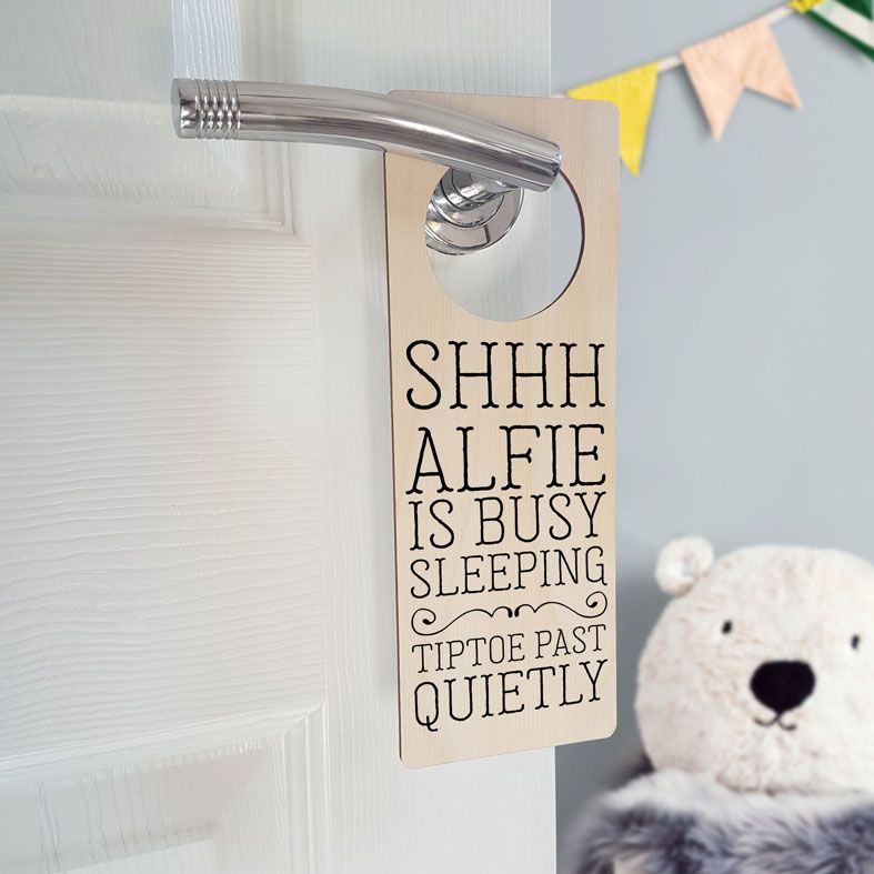 Personalised Nursery Door Hanger | Shhh Baby Sleeping Door Sign, Personalised Nursery Sign, PhotoFairytales