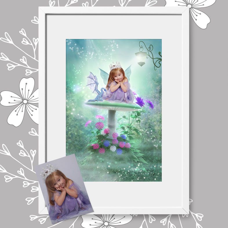 Dragons and Fairies, fairy tale fantasy image created from your own photo into unique personalised portrait and bespoke wall art | PhotoFairytales