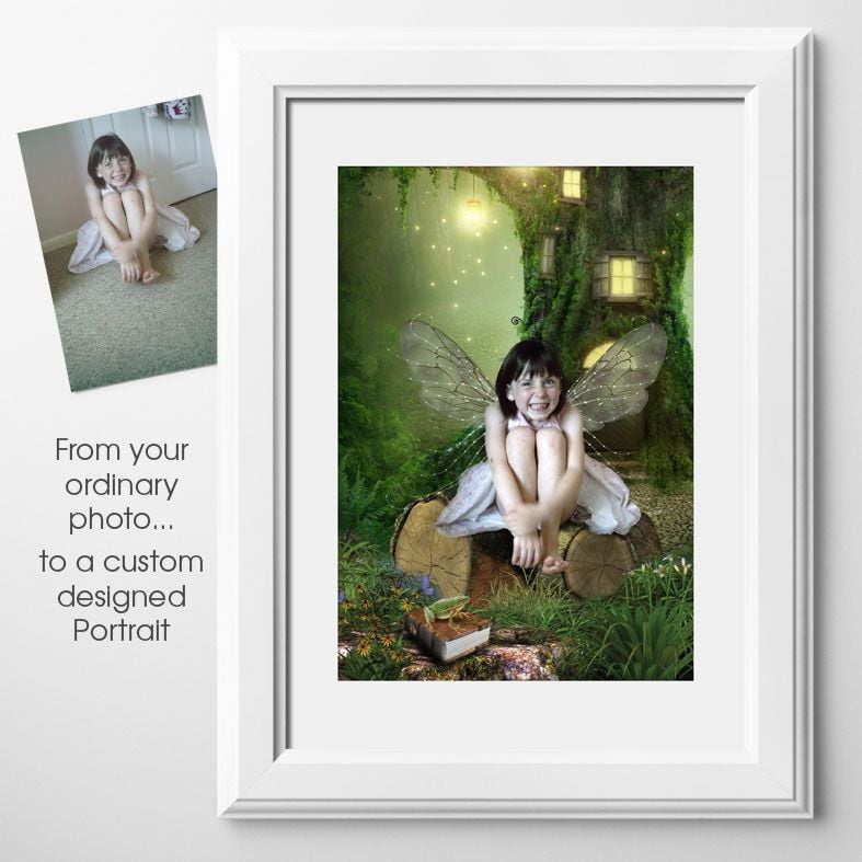 The Naughty Fairy, fairy tale fantasy image created from your own photo into unique personalised portrait and bespoke wall art | PhotoFairytales