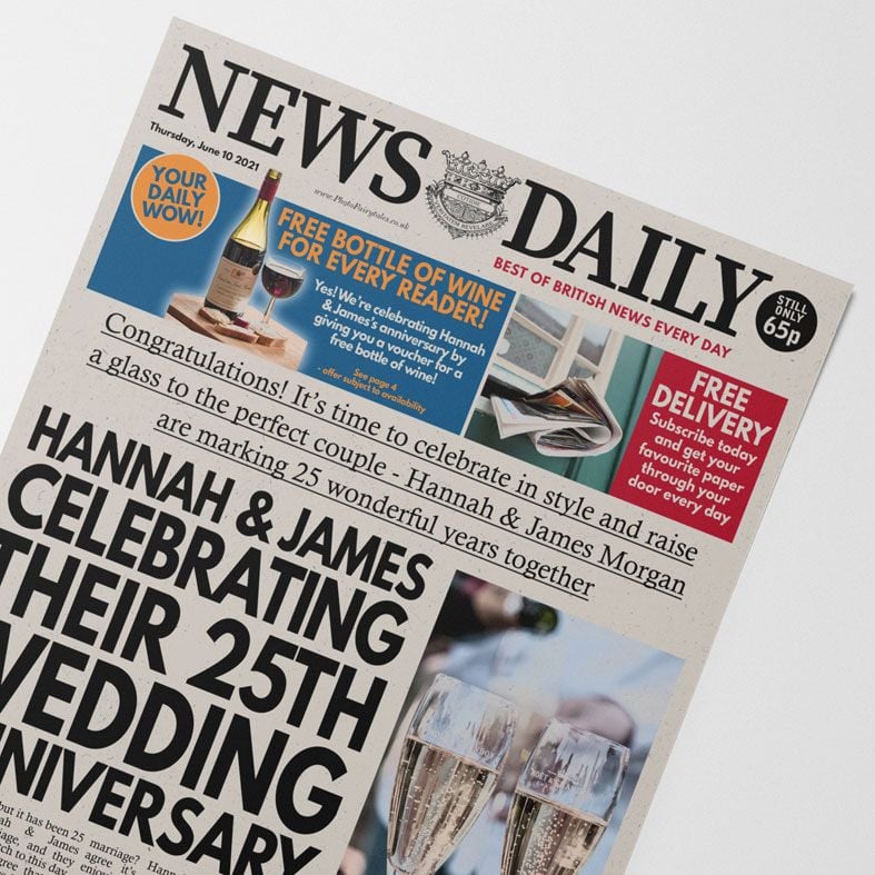Personalised Anniversary Newspaper | personalised newspaper gift from PhotoFairytales