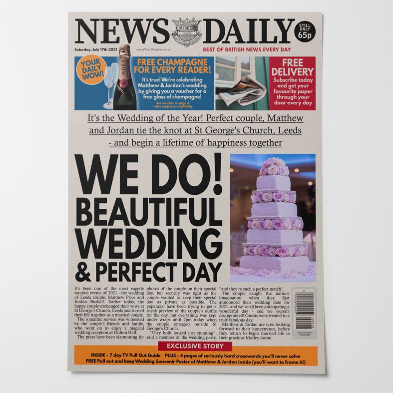 Personalised Wedding Newspaper  | PhotoFairytales