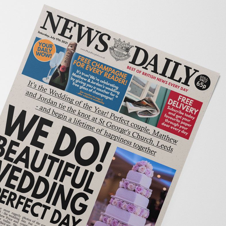 Personalised Wedding Newspaper | personalised newspaper gift from PhotoFairytales