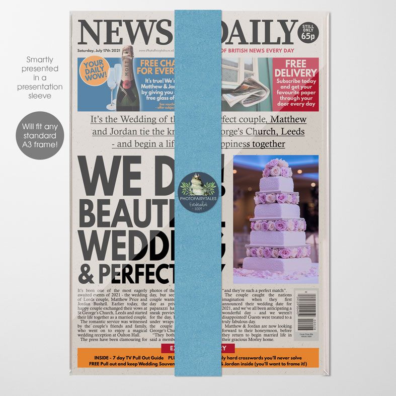 Personalised Wedding Newspaper | personalised newspaper gift from PhotoFairytales