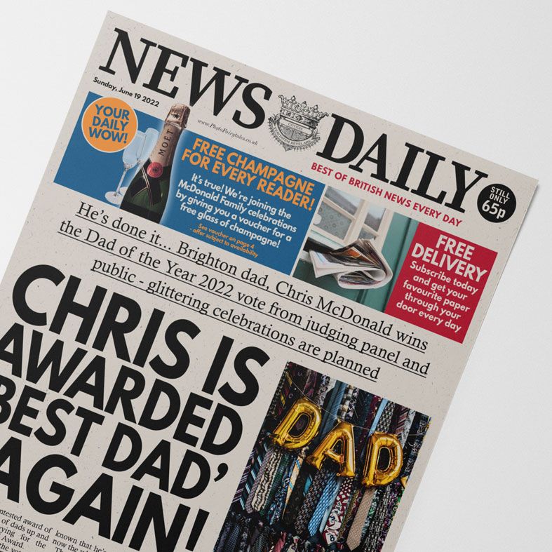 Personalised Fathers Day Newspaper | personalised newspaper gift for dad from PhotoFairytales