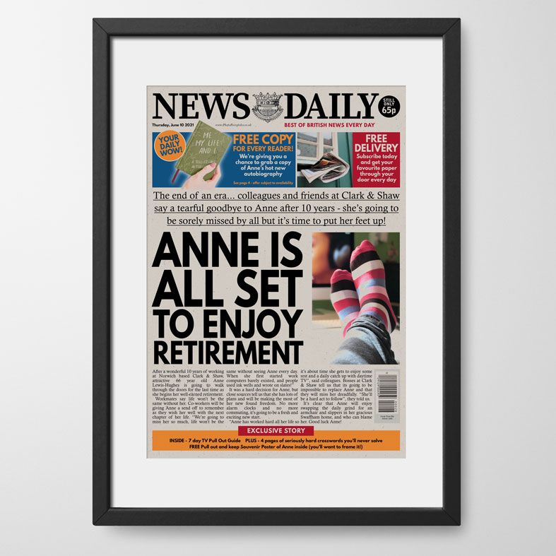Personalised Retirement Newspaper | personalised newspaper gift from PhotoFairytales