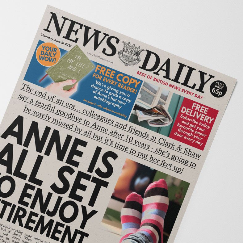 Personalised Retirement Newspaper | personalised newspaper gift from PhotoFairytales