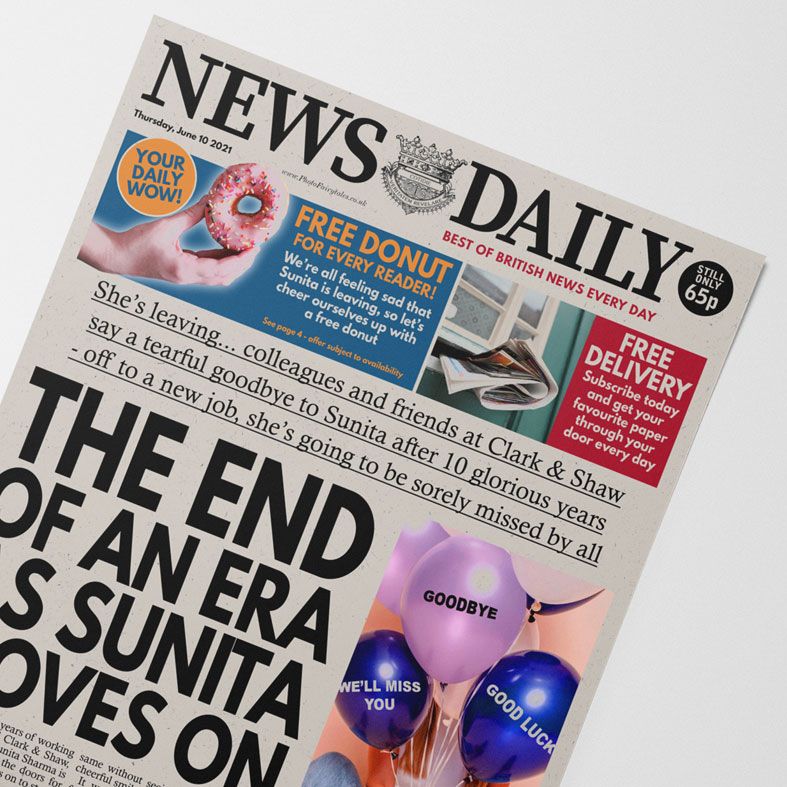 Personalised Leaving Job Newspaper Gift | personalised newspaper gift for colleague from PhotoFairytales