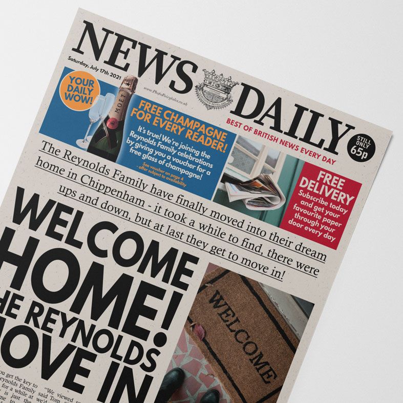 Personalised Housewarming Newspaper | personalised new home moving newspaper gift from PhotoFairytales