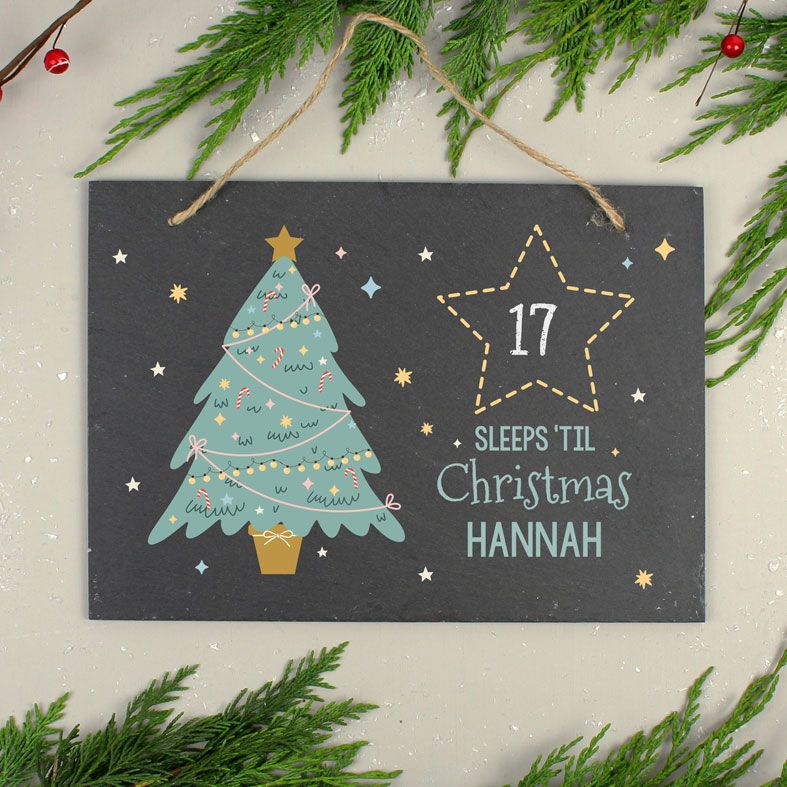 Personalised Christmas Countdown Sign | large slate sign with chalk to count down the days until Christmas, from PhotoFairytales