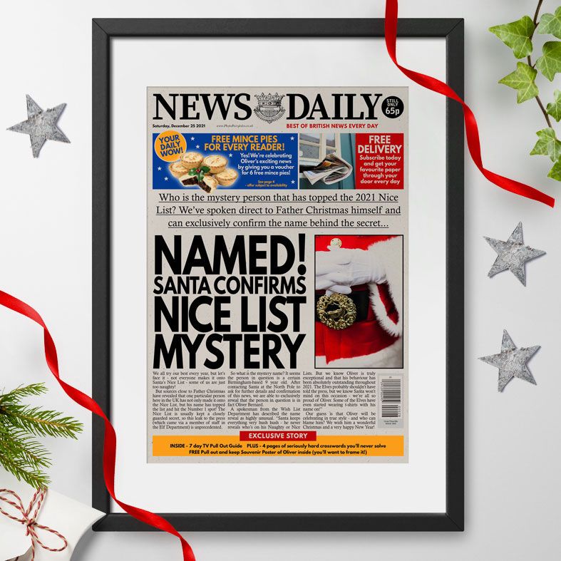 Personalised Christmas Newspaper Gift | personalised newspaper gift, Santa's Nice List - from PhotoFairytales