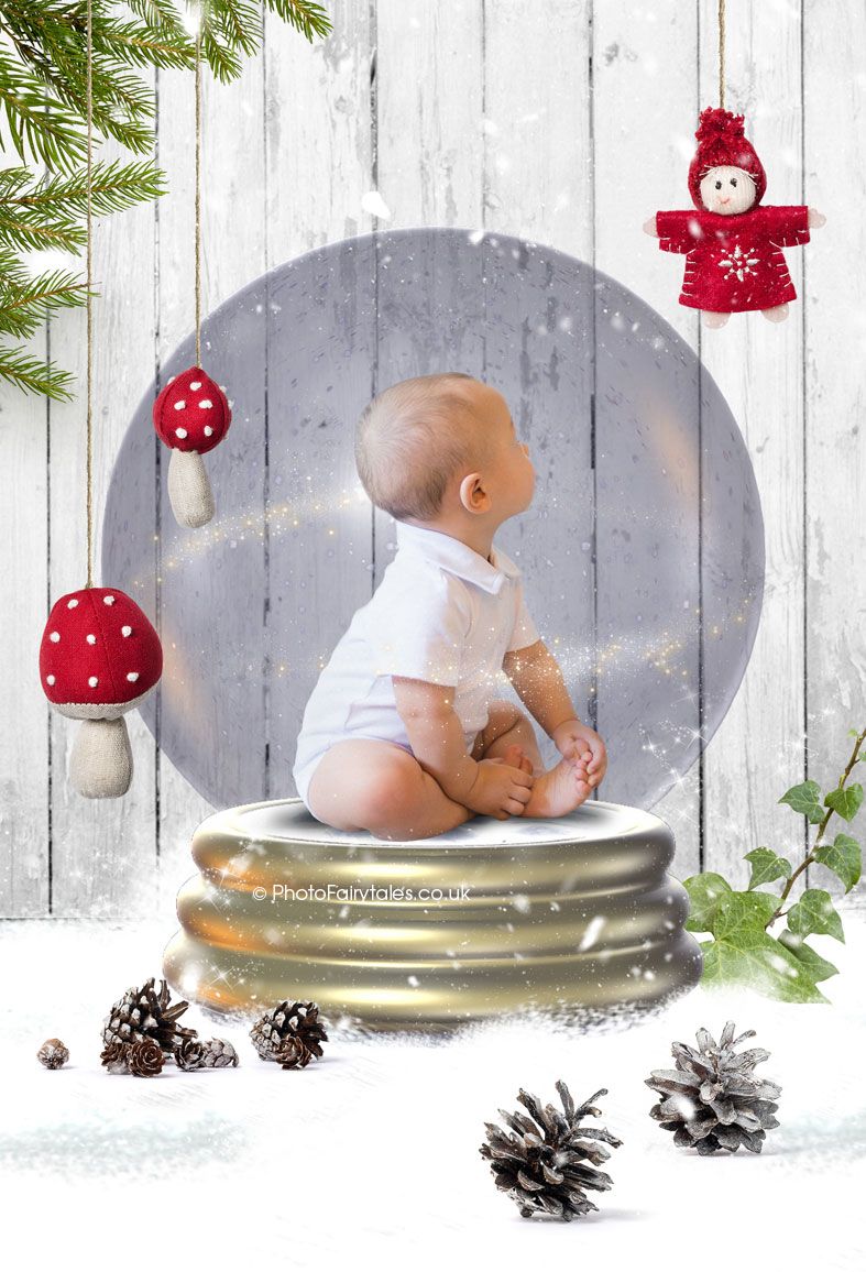 Snowglobe, bespoke fantasy image created from your own photo into unique personalised portrait and custom wall art | PhotoFairytales