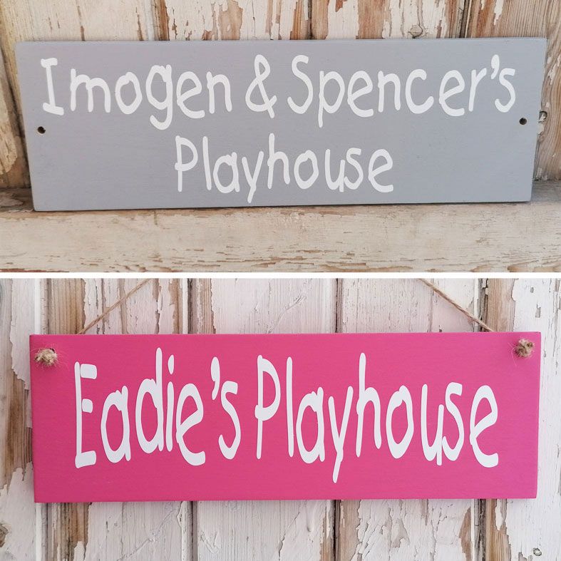 Personalised Wooden Playhouse Garden Signs | Outdoor Playhouse Plaques, handmade, range of colours